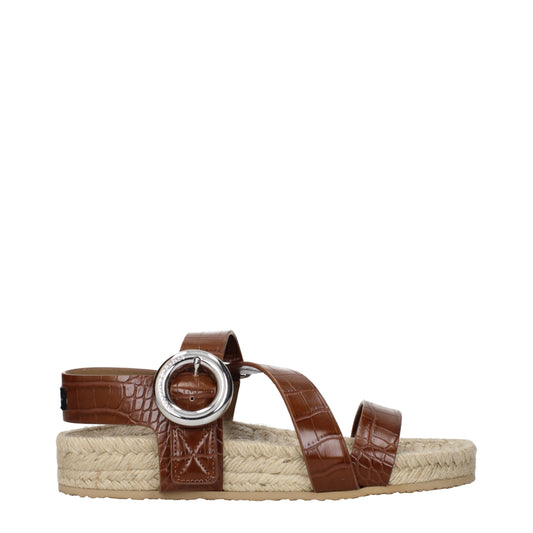 Brown Leather Flat Sandals