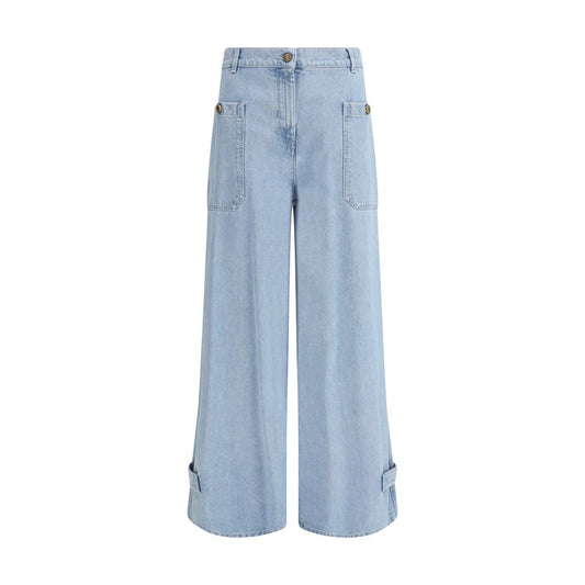 Light Blue Cotton High-Waisted Jean
