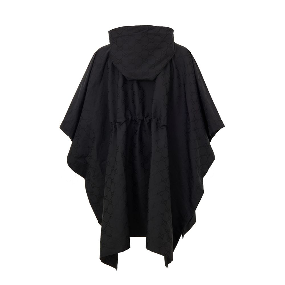 Black Polyester Trench Coat