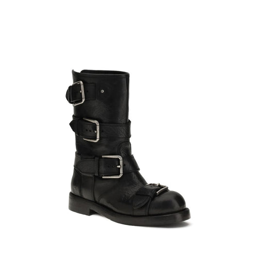 Black Calf Leather Bos Taurus Lace-Up Boots