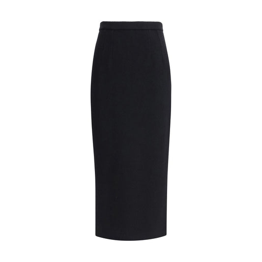 Black Fleece Wool Long Skirt