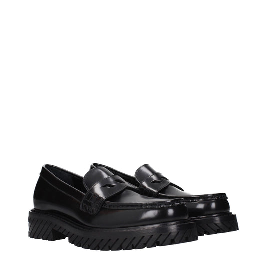 Black Leather Slip-On Loafers