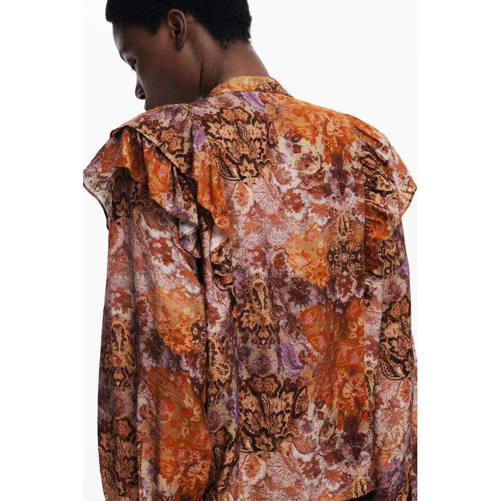 Orange Viscose Women Shirt