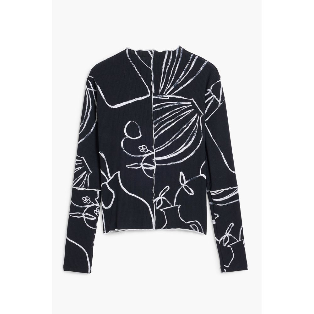 Black Elastane Women T-Shirt