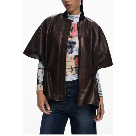 Brown Polyethylene Women Poncho