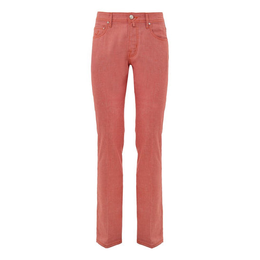 Red Cotton Skinny Pants