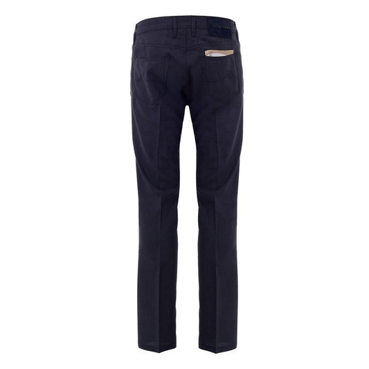 Blue Wool Casual Pants