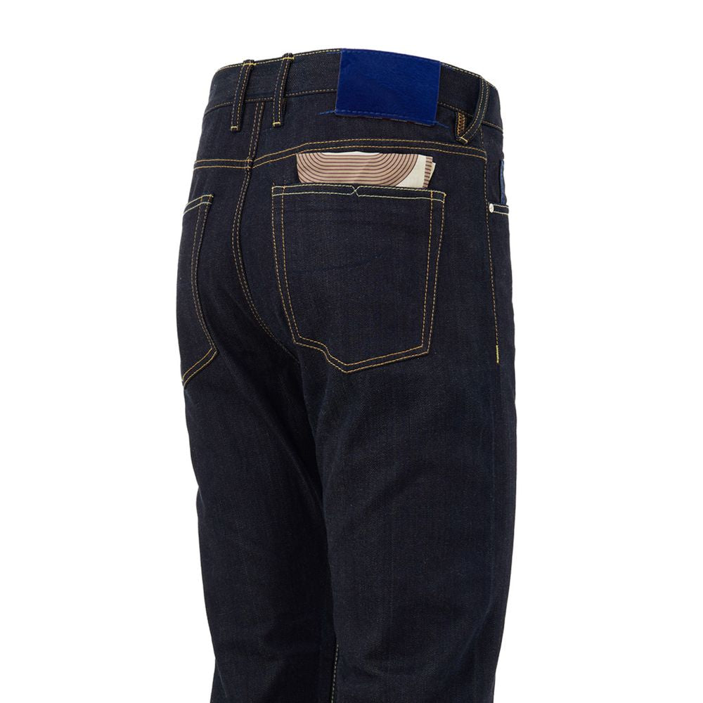 Blue Polyester Tapered Jeans
