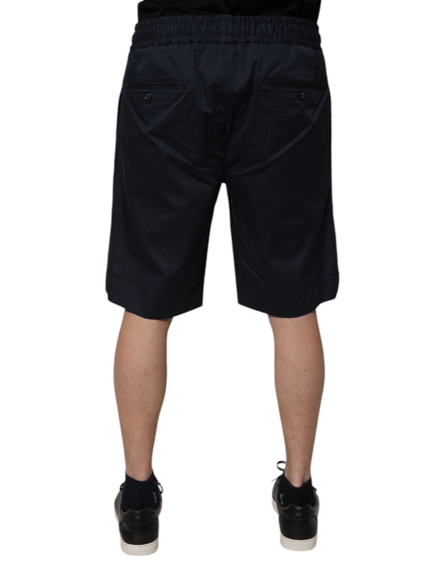 Navy Blue Cotton Stretch Men Bermuda Shorts