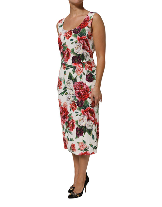 Multicolor Floral Print Viscose Sheath Dress
