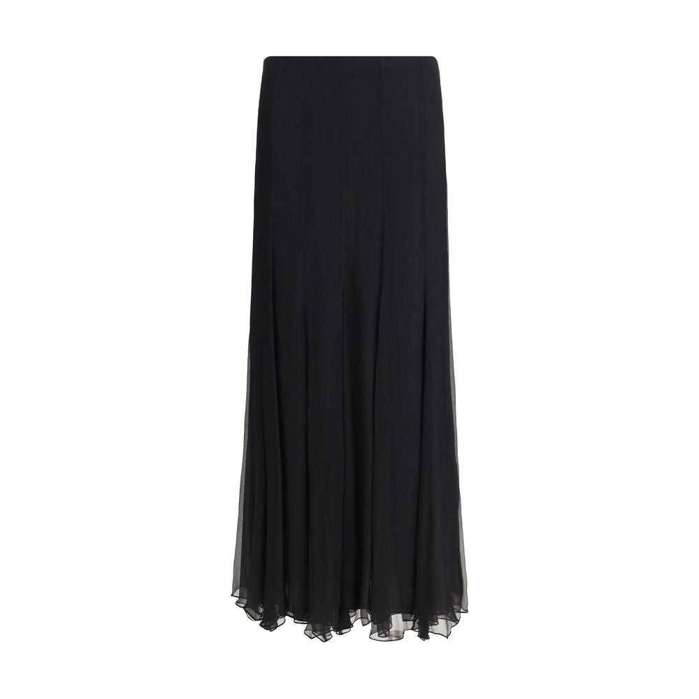 Black Silk Long Skirt