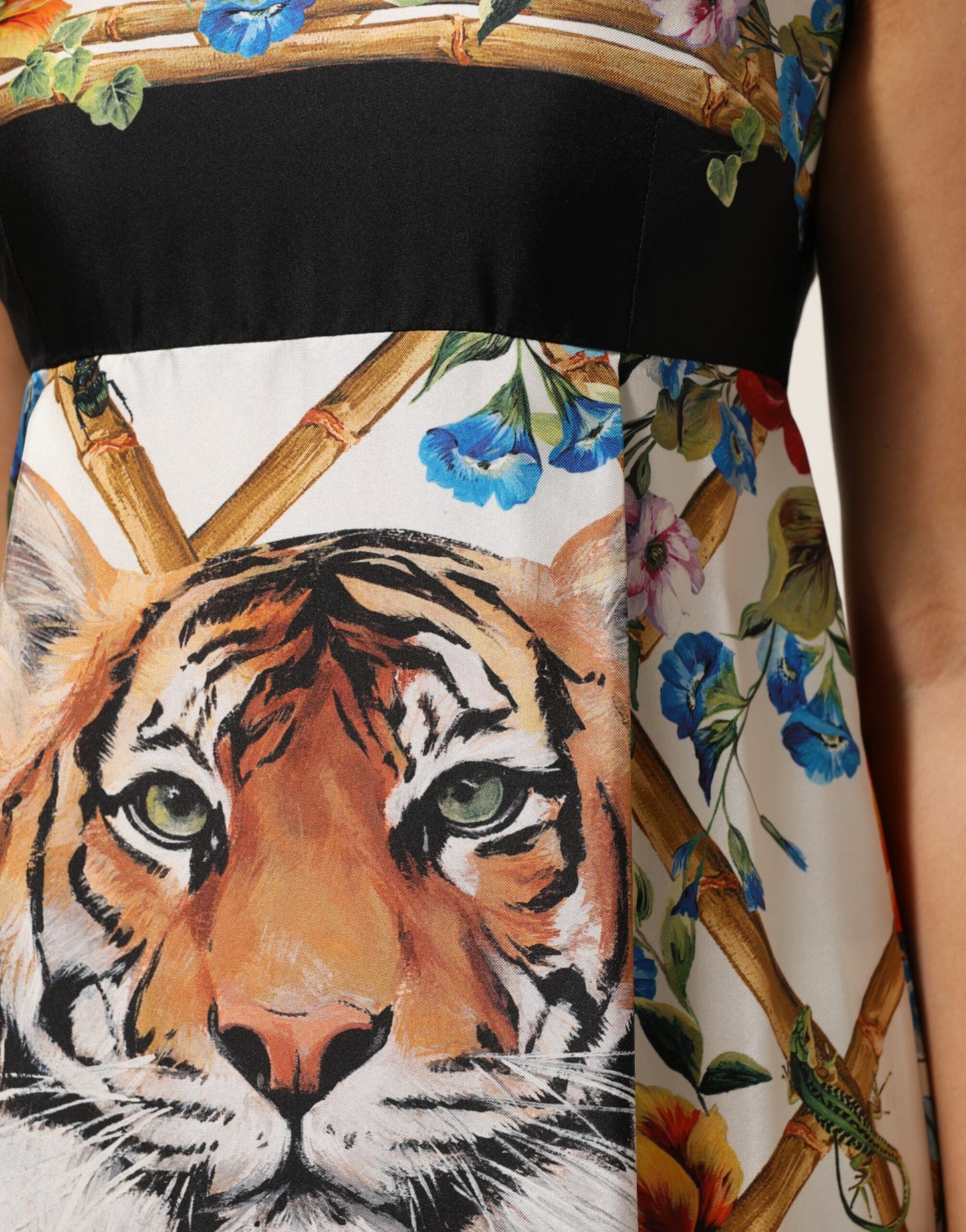 White Tiger Floral A-line Sleeveless Dress