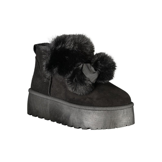 Black Polyester Women Boot