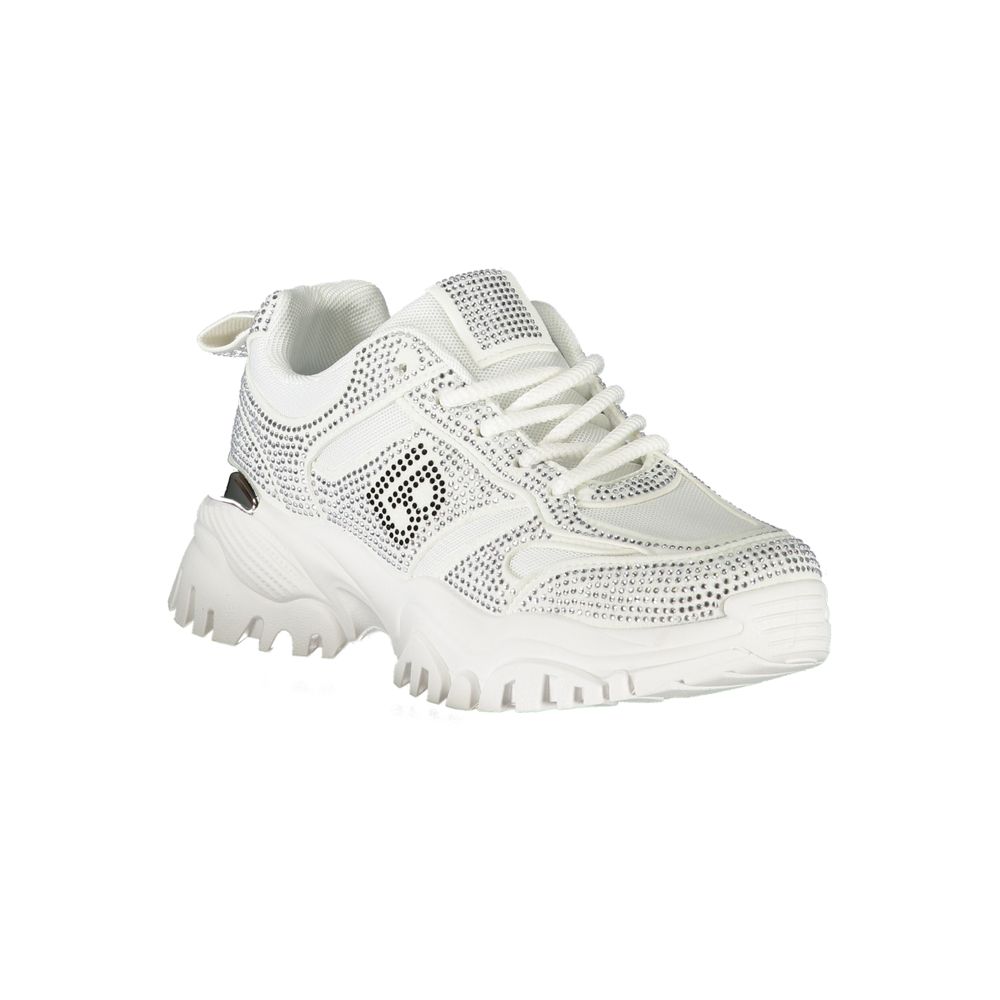 White Polyester Women Sneaker