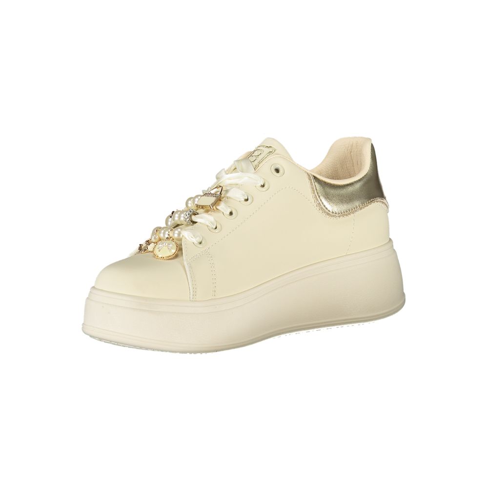 Beige Polyester Women Sneaker