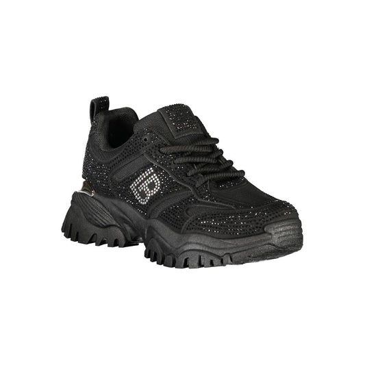 Black Polyester Women Sneaker