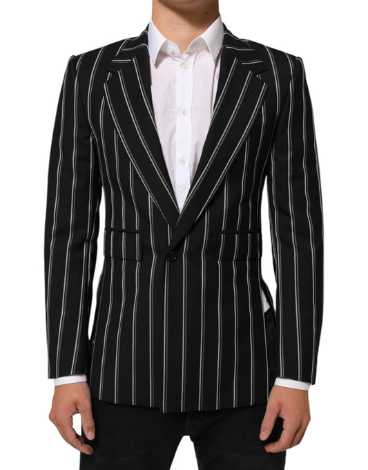 Black Stripes SICILIA 1 Button Suit Blazer
