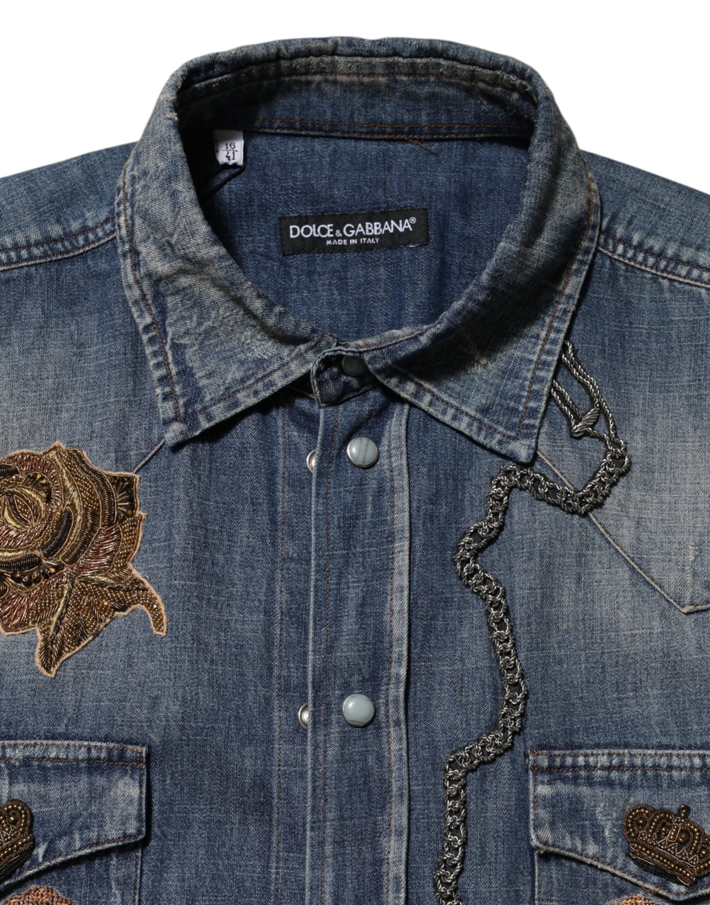 Blue Angel Patch Denim Buttoned Down Men Shirt