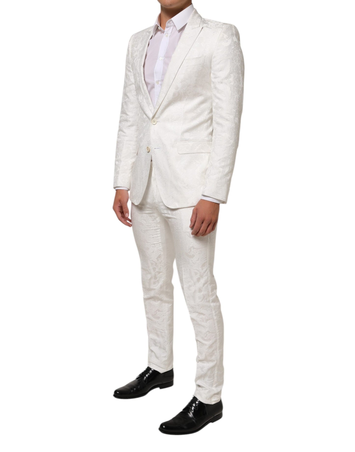 White Brocade 2 Piece MARTINI Formal Suit