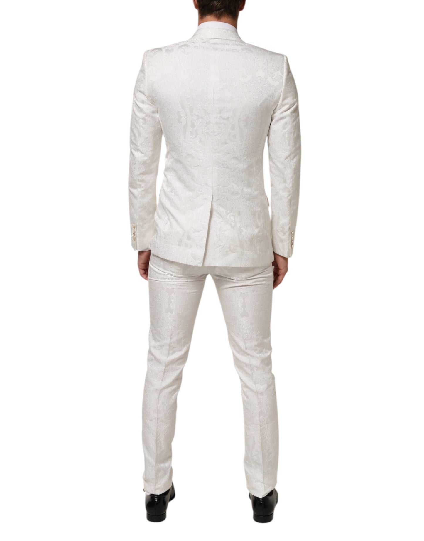 White Brocade 2 Piece MARTINI Formal Suit