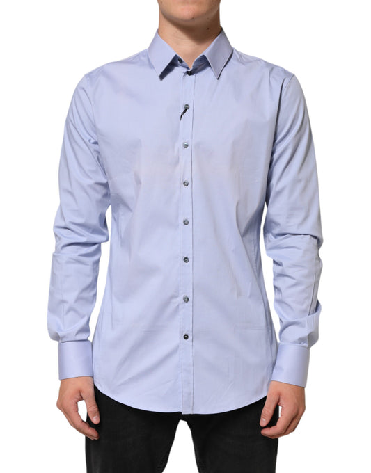 Blue SICILIA Cotton Men Dress Formal Shirt