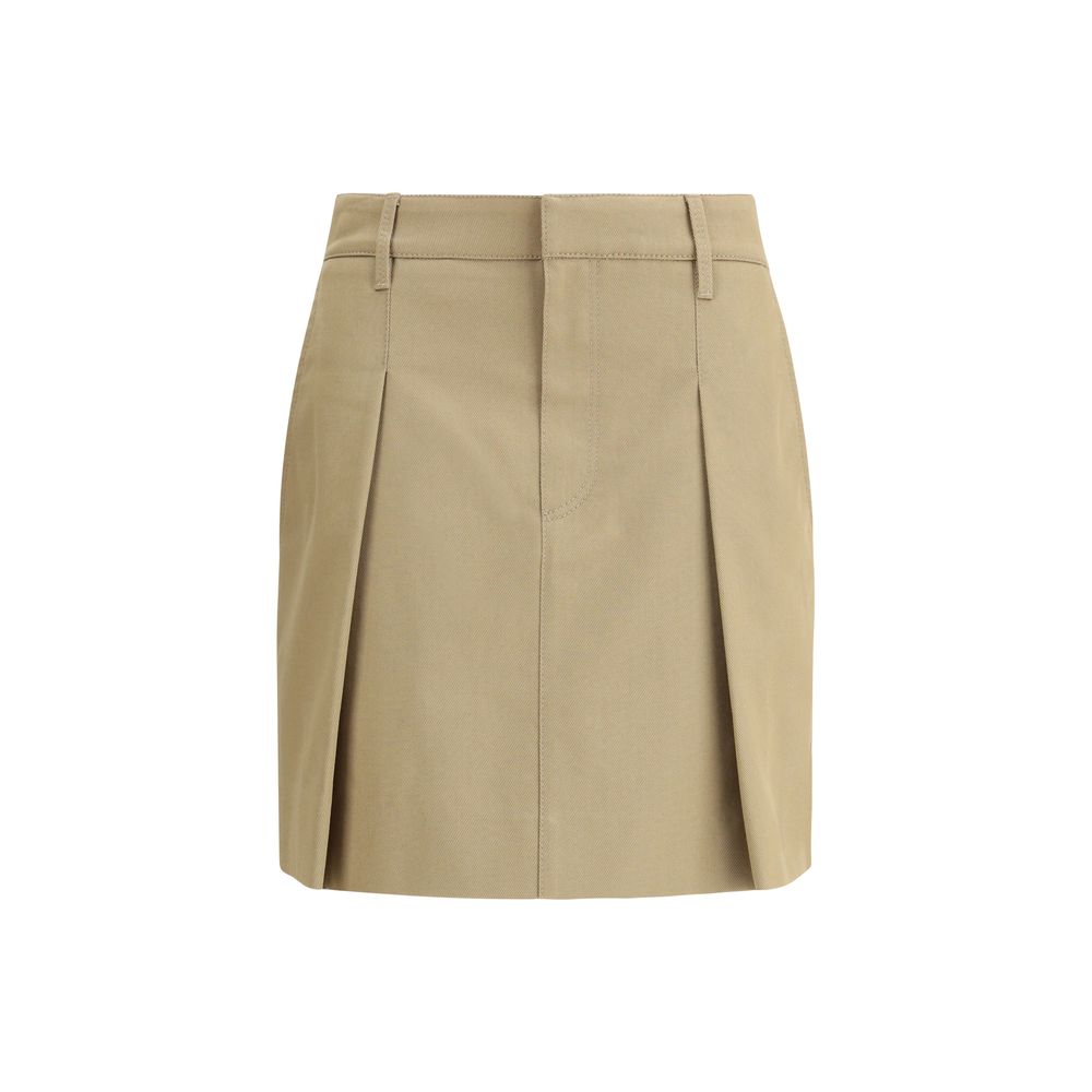 Beige Cotton Mini Skirt