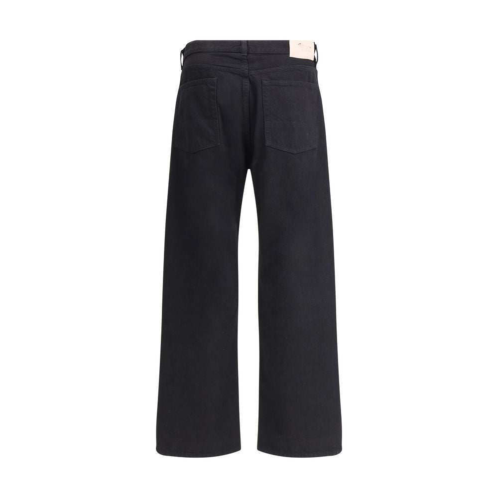 Black Cotton Straight-Leg Jeans