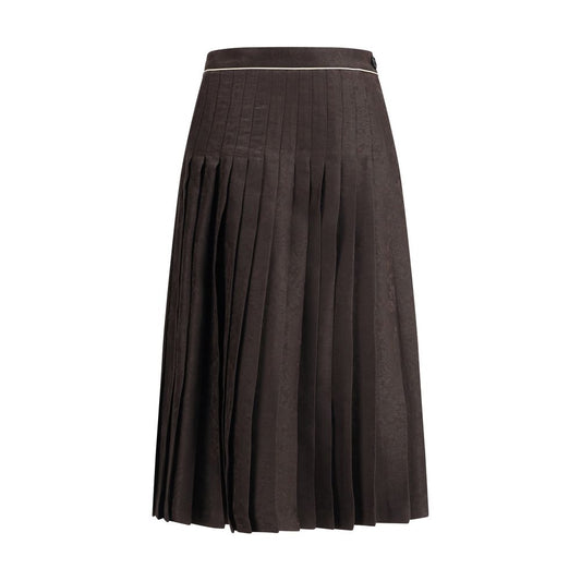 Brown Silk Midi Skirt