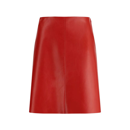 Red Lamb Leather Mini Skirt