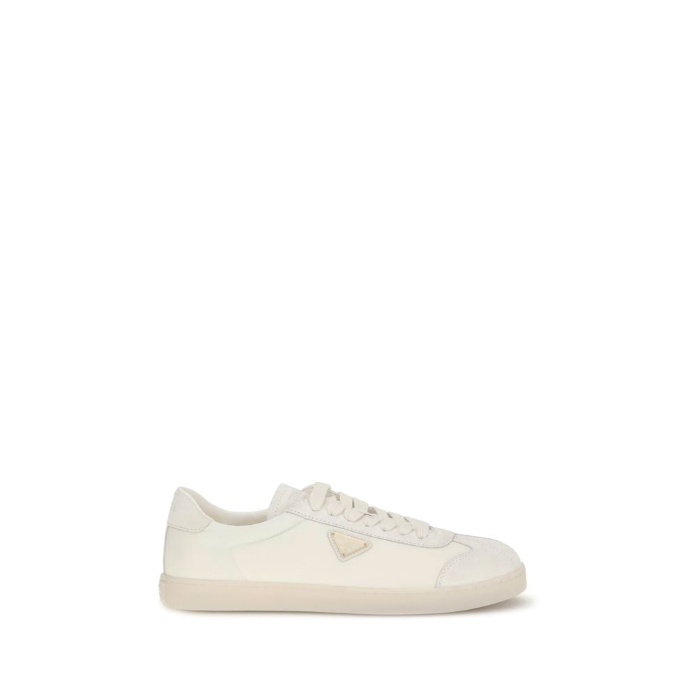 Cream Leather Low Top Sneakers