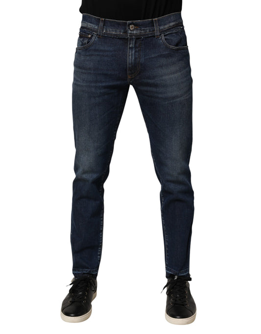 Blue Cotton Stretch Skinny Men Denim Jeans