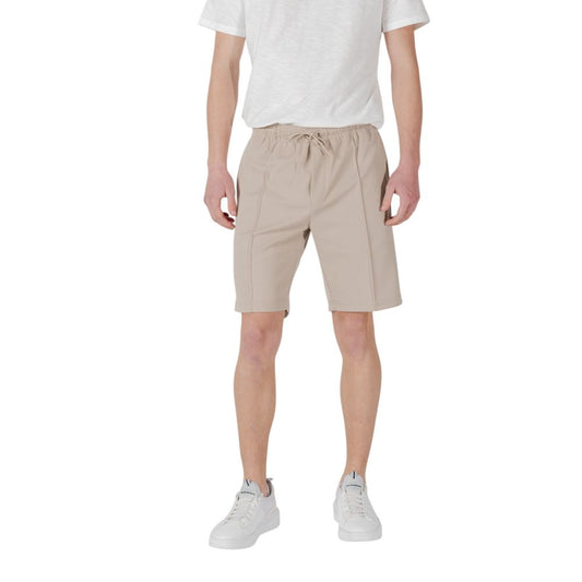 Beige Polyester Bermuda Shorts