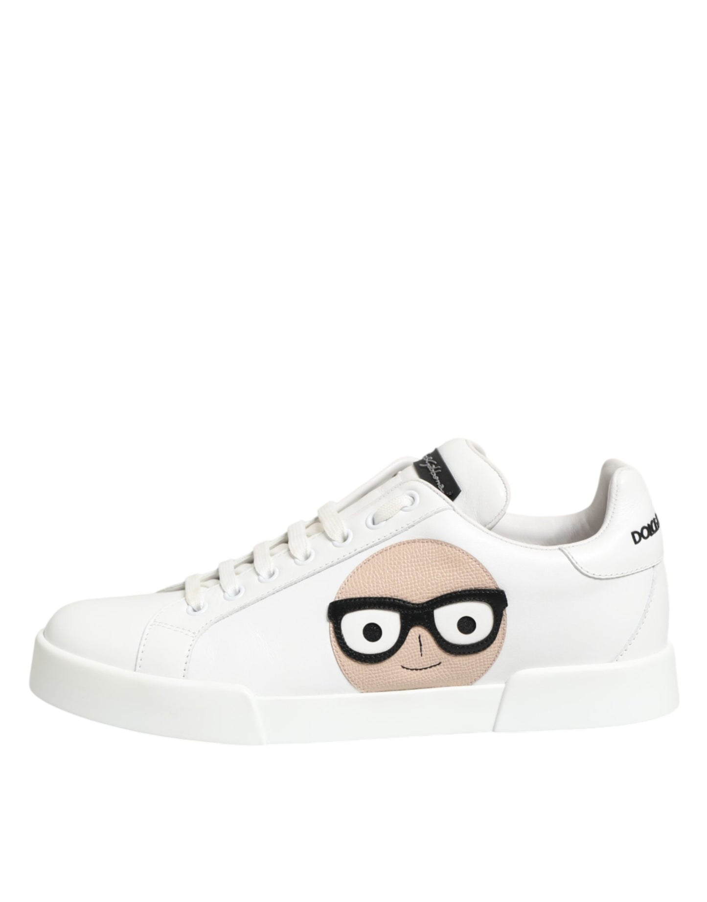 White Leather #DGFamily Casual Sneakers Shoes
