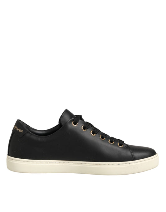 Black Leather Sacred Heart Sneakers Shoes