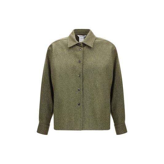 Green Fleece Wool Dress Shirt