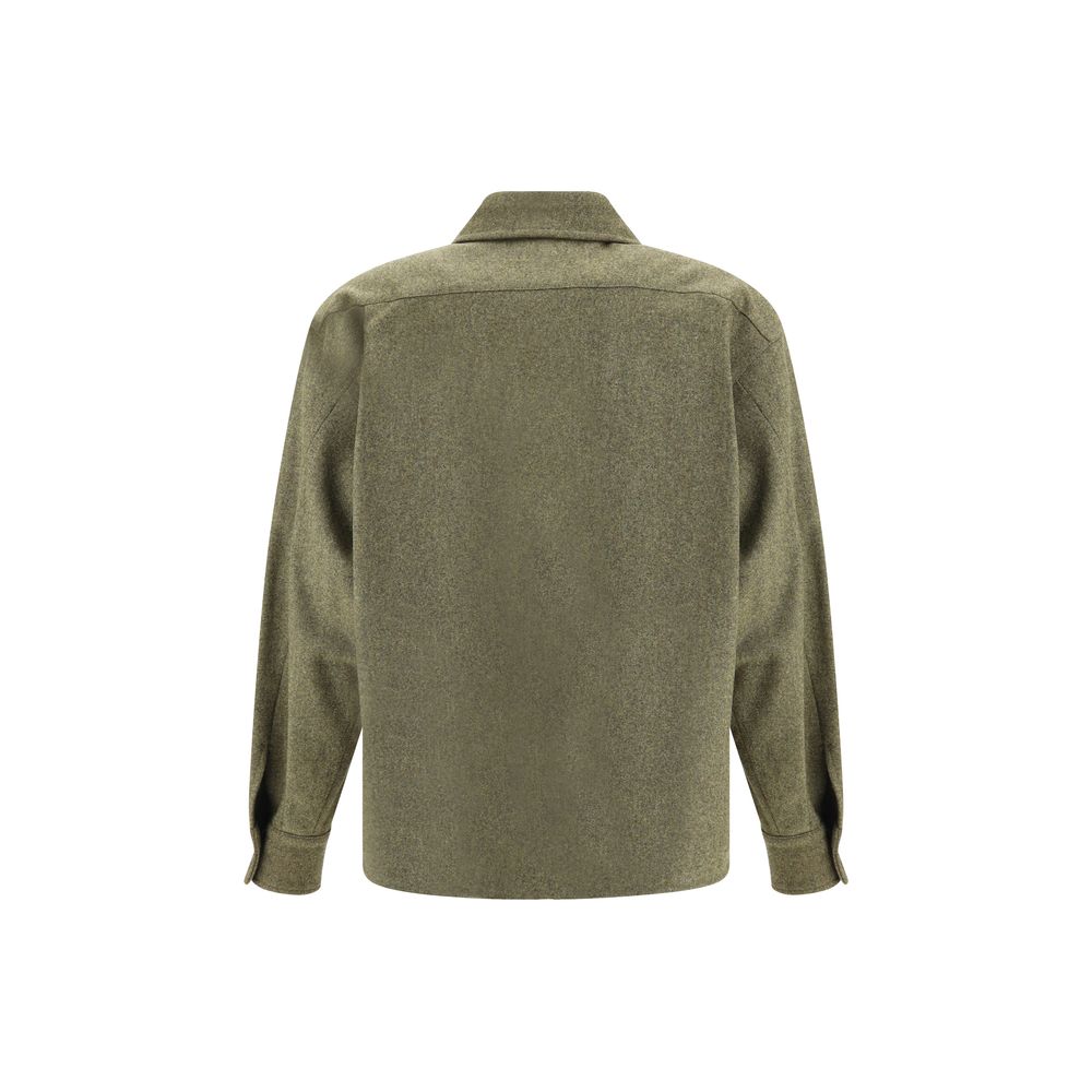 Green Fleece Wool Dress Shirt