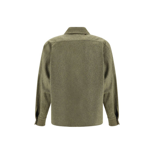 Green Fleece Wool Dress Shirt