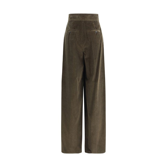 Green Cotton Casual Pants