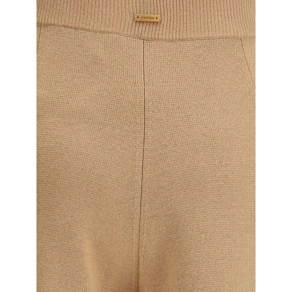 Beige Wool Casual Pants