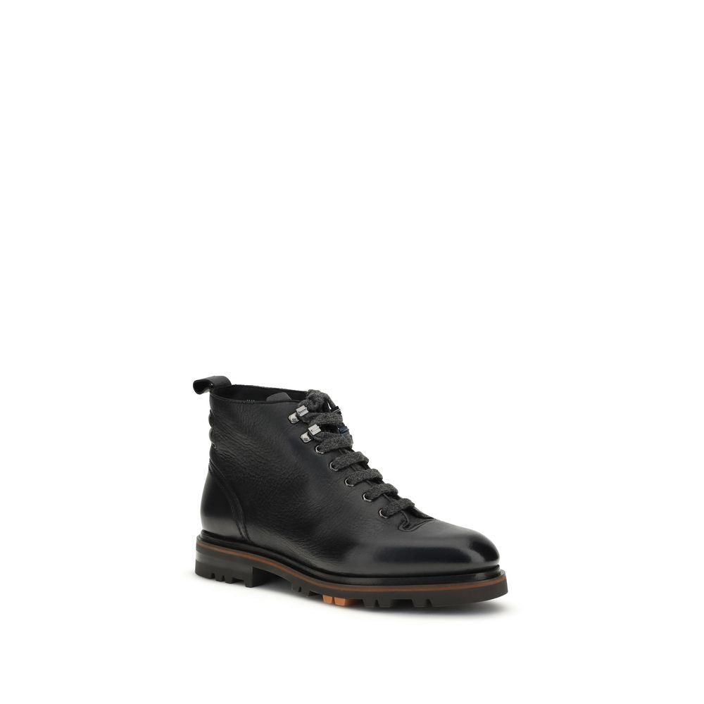 Black Calf Leather Bos Taurus Lace-Up Boots