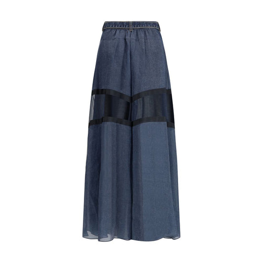 Blue Cotton Cropped Jeans