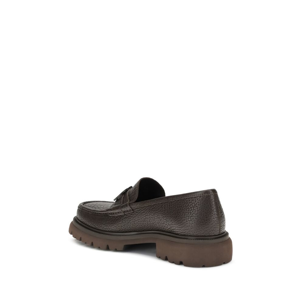 Brown Calf Leather Bos Taurus Slip-On Loafers