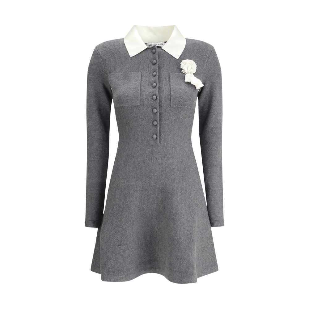 Mini knit Dress with crochet floral collar