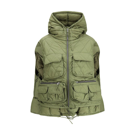 Green Nylon Sleveless Jacket