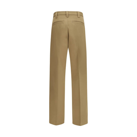 Beige Cotton Casual Pants