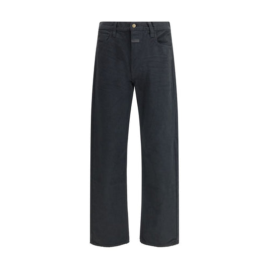 Black Cotton Straight-Leg Jeans