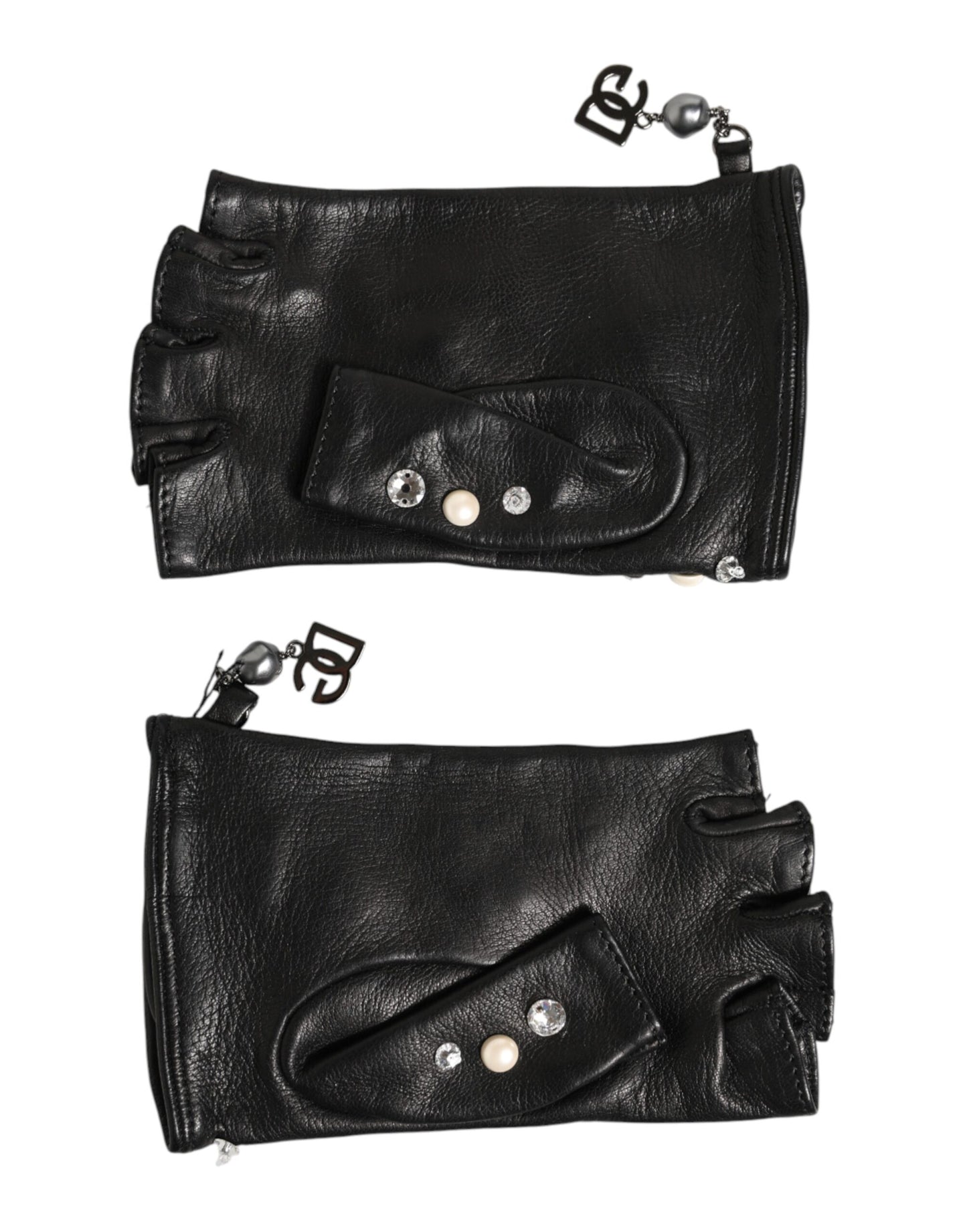 Blue Logo Fingerless Wrist Length Mitten Gloves