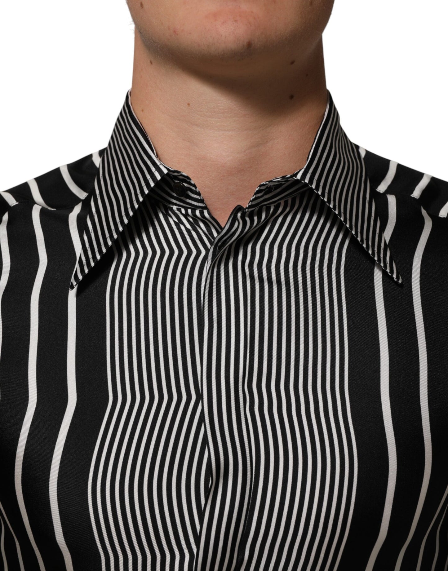 Black White Stripes Men MARTINI Dress Shirt