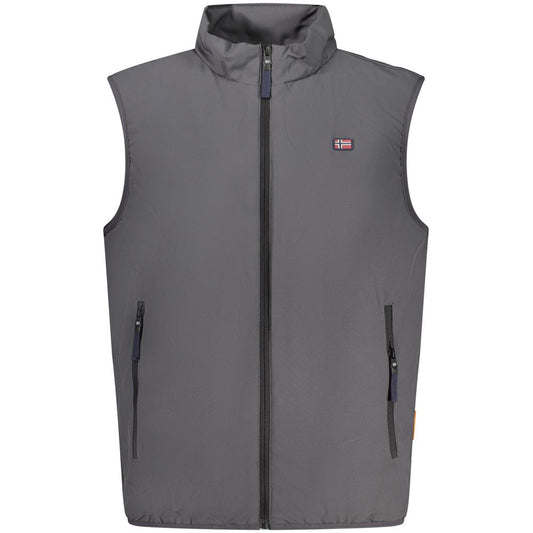 Gray Polyester Men Jacket