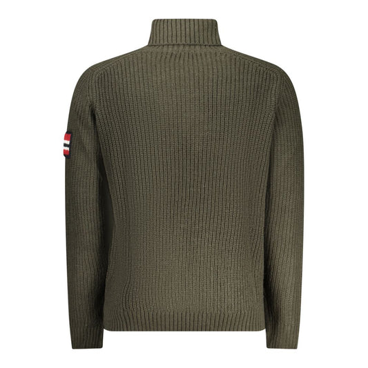Green Wool Men Turtleneck Sweater